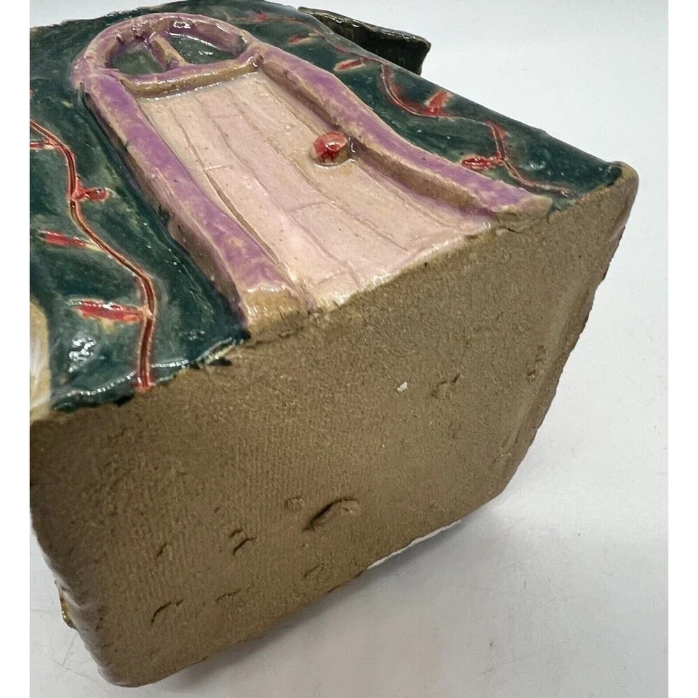 homemade art Funky Ceramic pottery house pencil cup storage unique